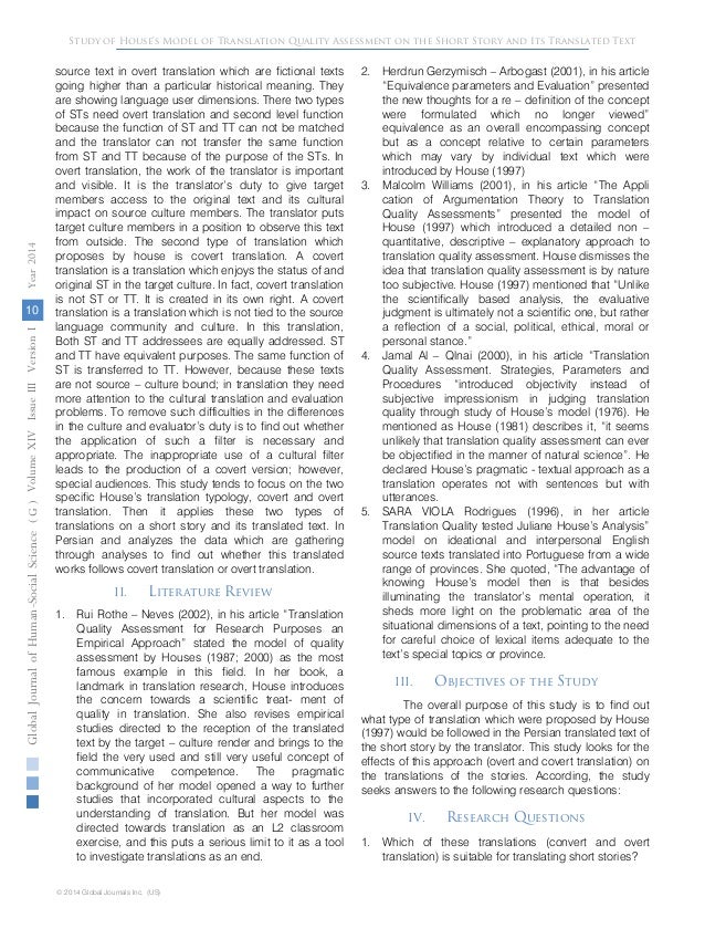 House s model of translation quality assessment House s model of translation quality assessment